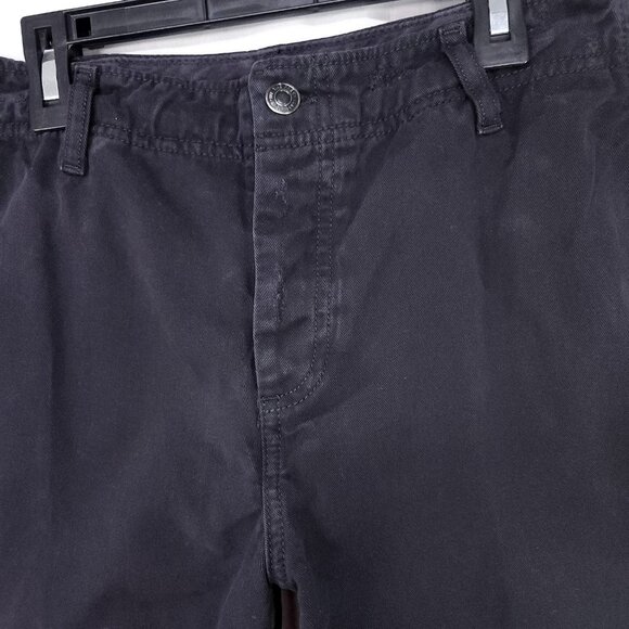 Free People Chino Pants Womens 26 Button Fly Cuff Hem Distress Black Trousers - Picture 16 of 16